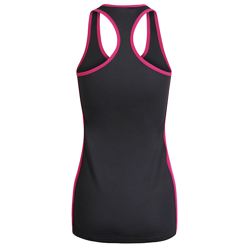 Image of black tank top with pink contrast details back view