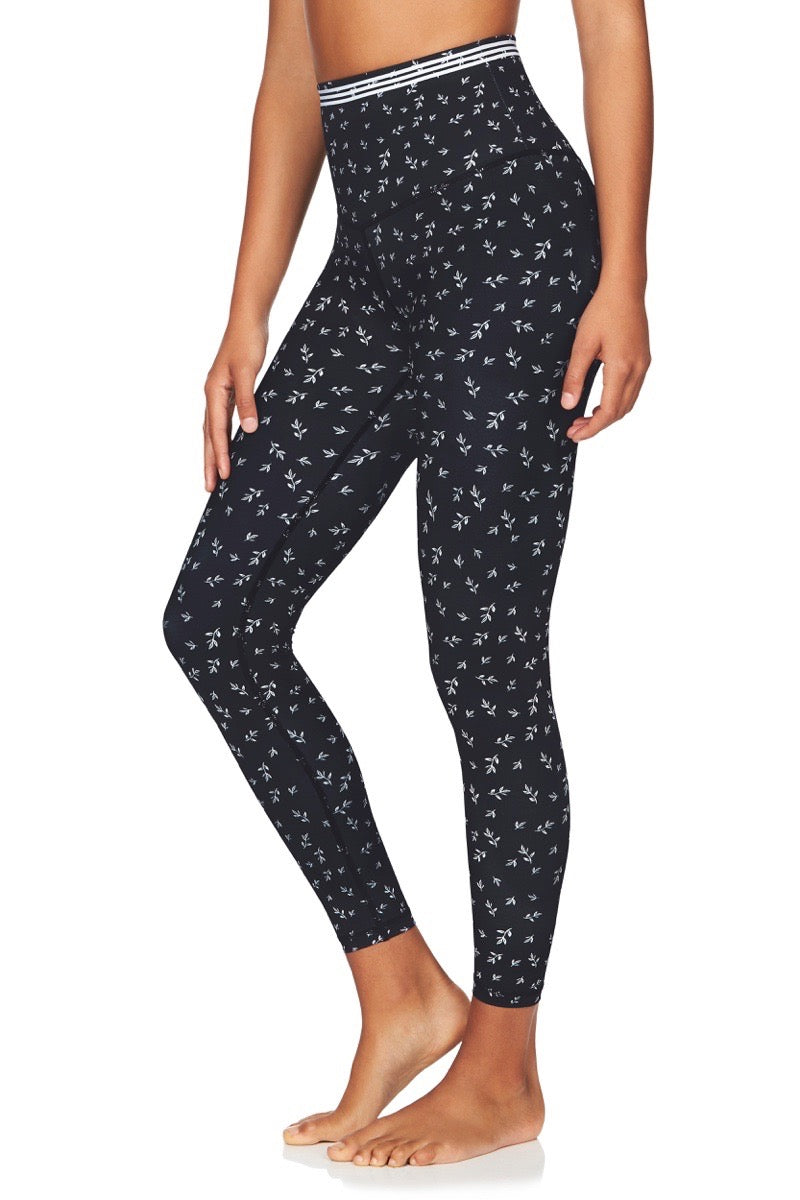 Om High Rise 7/8 Yoga Pants in Navy Floral